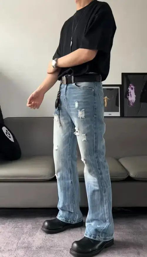 Designer × Japanese Brand × Vintage distressed yuppie ripped flared jeans Size US 28 / EU 44 - 2 Thumbnail