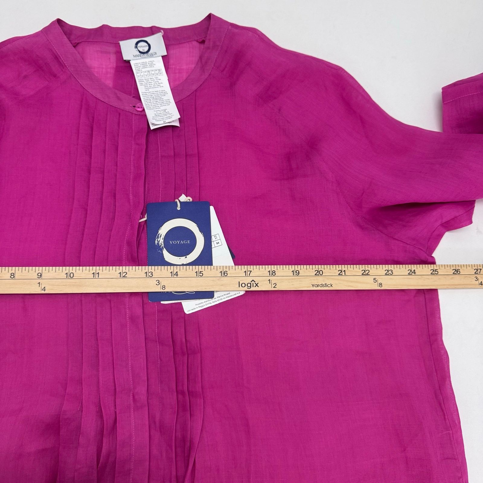 Marina Rinaldi Marina Rinaldi BOEMIA Ramie Long Sleeve Top Pink Magenta 18 Size XXL / US 16-18 / IT 52-54 - 6 Thumbnail