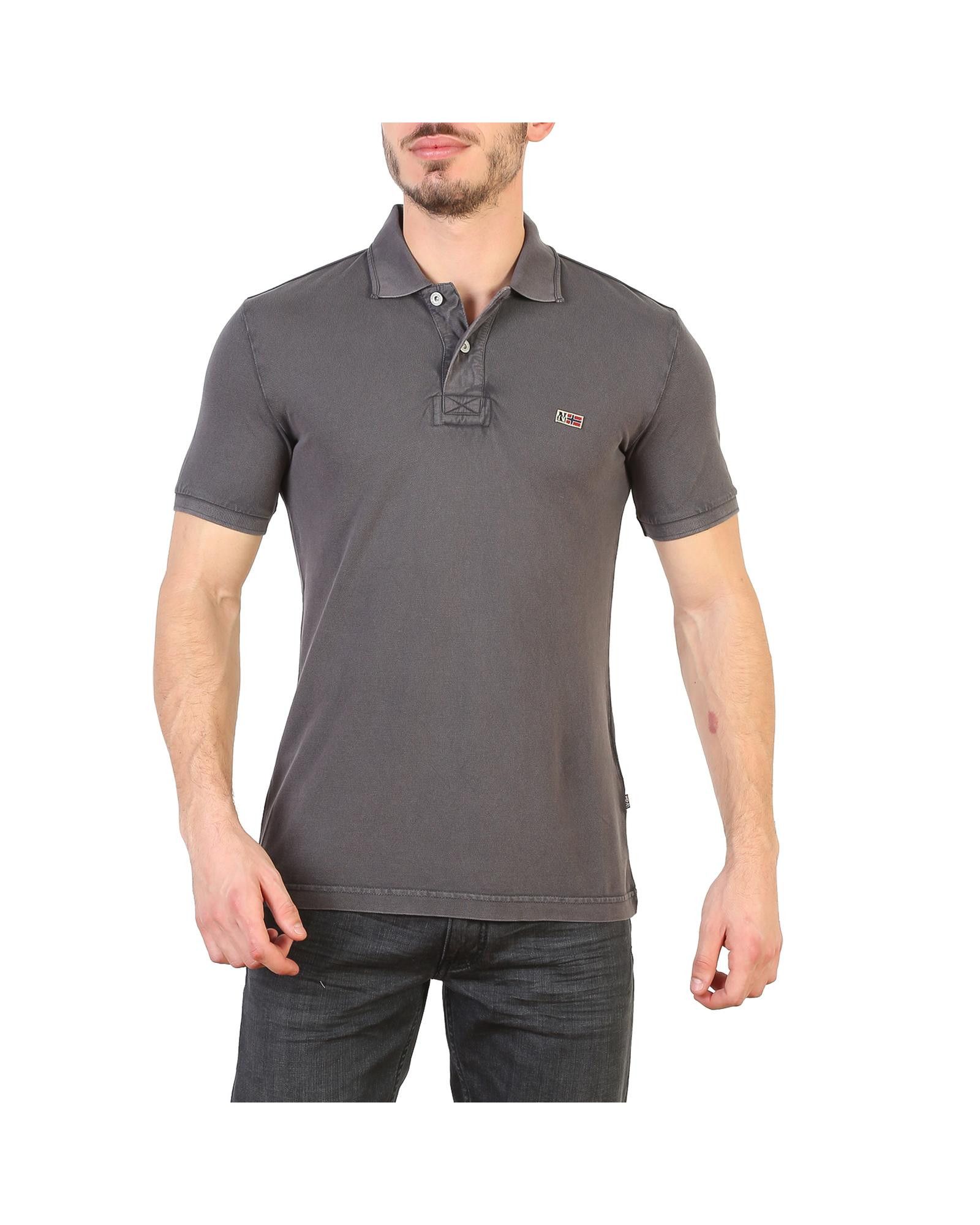 Image of Napapijri Button Fastening Short Sleeve Polo Shirt in Grey, Men's (Size Small)