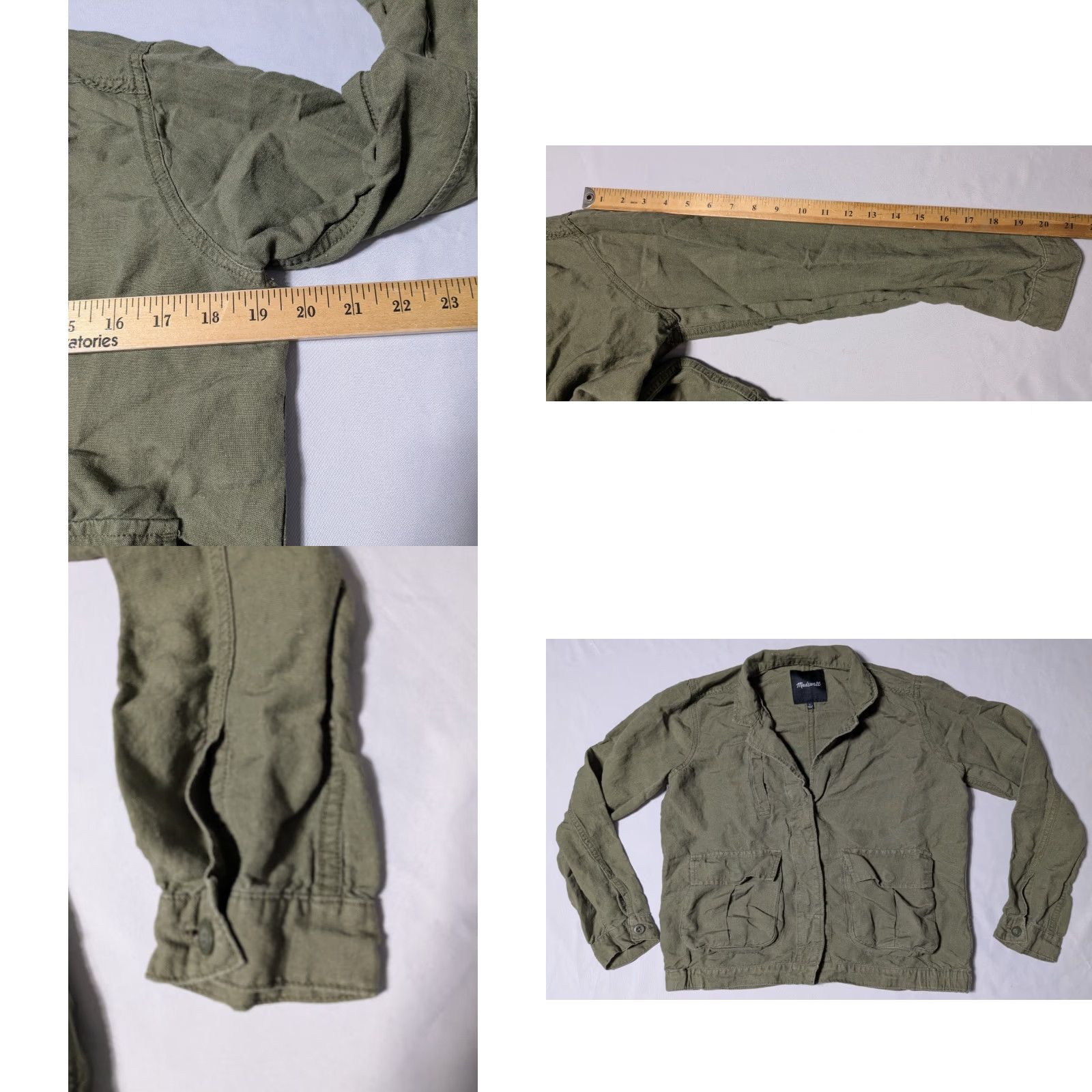 Madewell MADEWELL LEAGUE LINEN Blend Women Small Green Lightweight Cargo Jacket FO890 Size S / US 4 / IT 40 - 9 Thumbnail