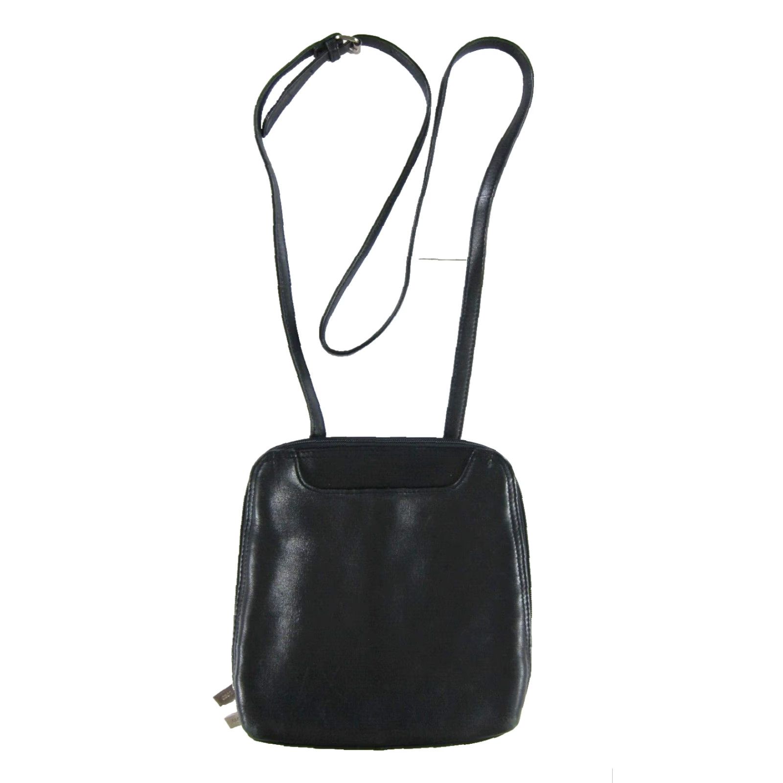 Vintage Hobo Crossbody Satchel Purse 100% Leather Black Full Zip Travel Small Bag - Unisex Adults Mens Womens Size ONE SIZE - 3 Thumbnail