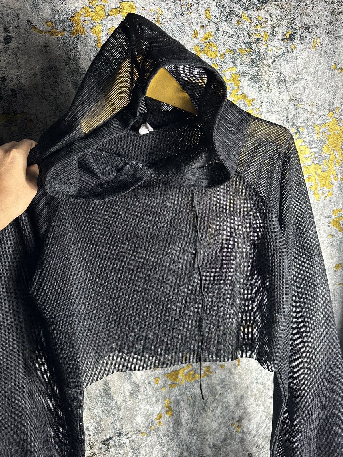 KMRii IF SIX WAS NINE LGB CROPPED STYLE FISHNET BLACK HOODIE Size M / US 6-8 / IT 42-44 - 6 Thumbnail