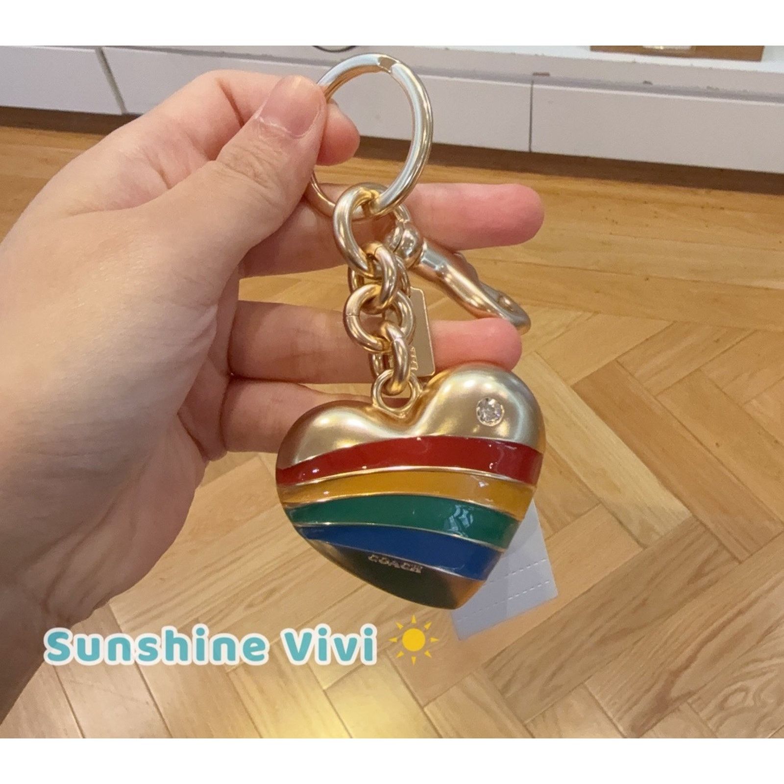 Coach NWT Coach Rainbow Heart Brass Bag Charm Keychain CAX71 Size ONE SIZE - 1 Thumbnail