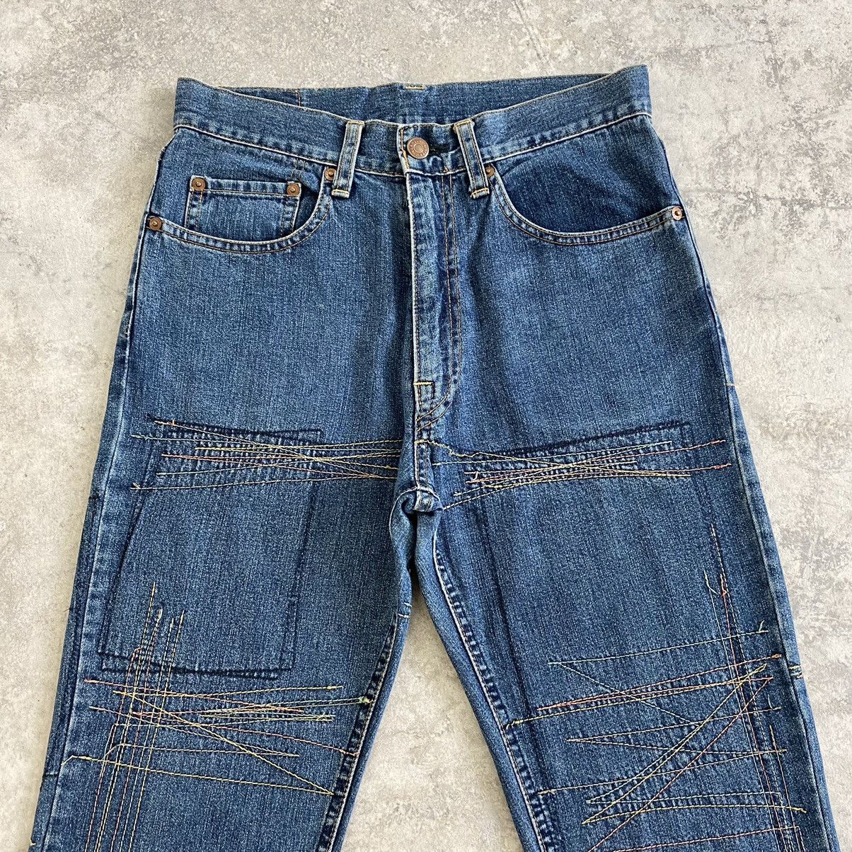 Hysteric Glamour × Vintage VTG 90’s HG Artisanal Zigzag Flared Denim Jeans Size US 27 - 3 Thumbnail