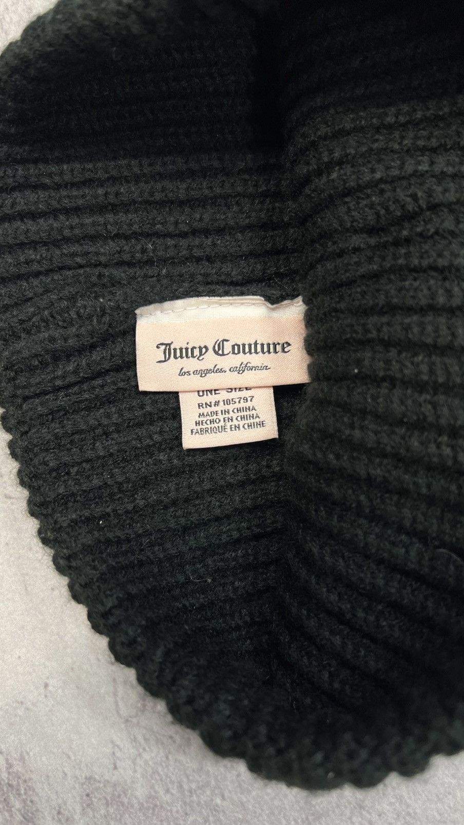 Juicy Couture Y2K Juicy Couture Beanie Black Pink Stripe Gothic Logo Knit Size ONE SIZE - 6 Thumbnail