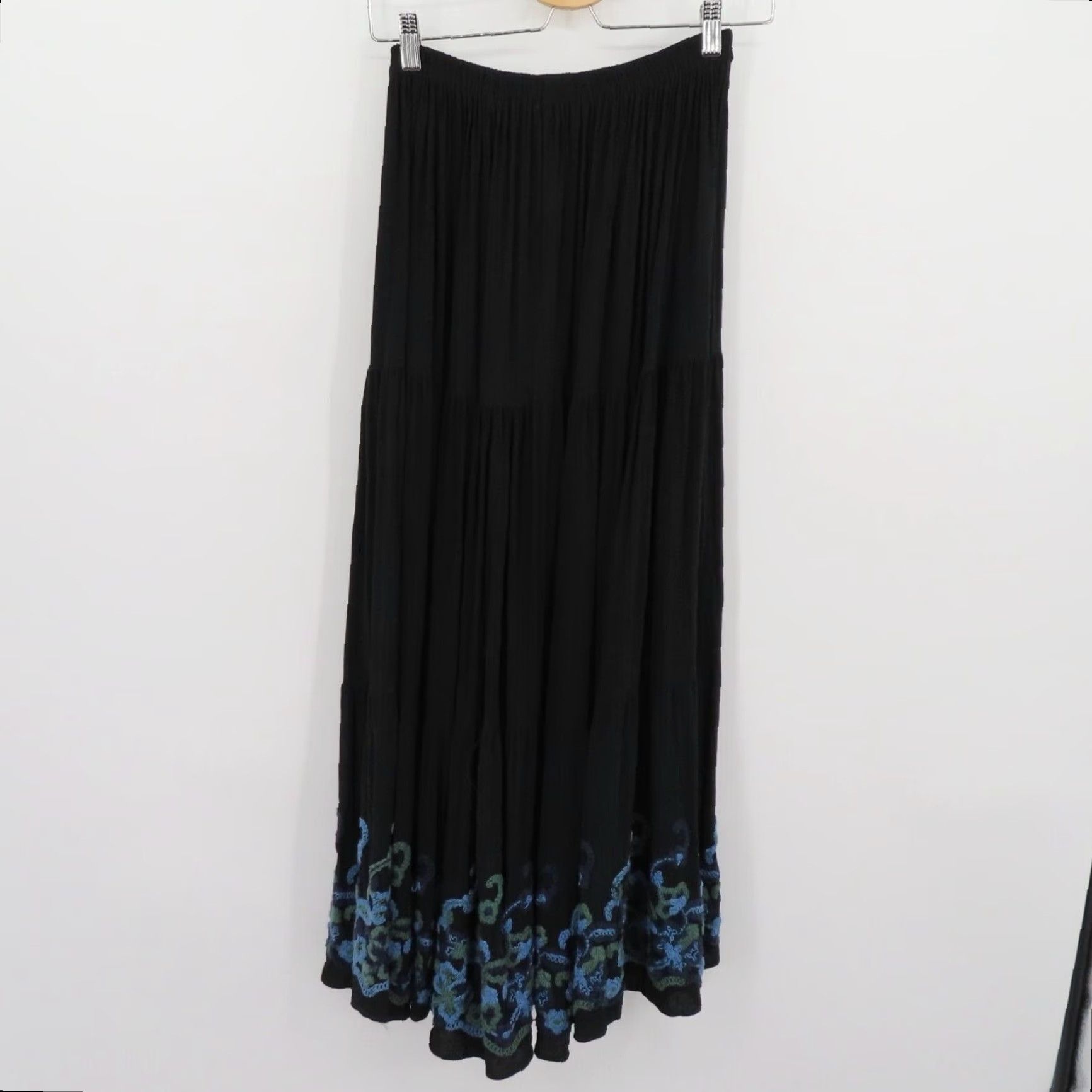 Vintage Double D Ranch Skirt Womens Small Embroidered Black Blue Green Maxi Cowgirl Chic Size 28" / US 6 / IT 42 - 4 Thumbnail