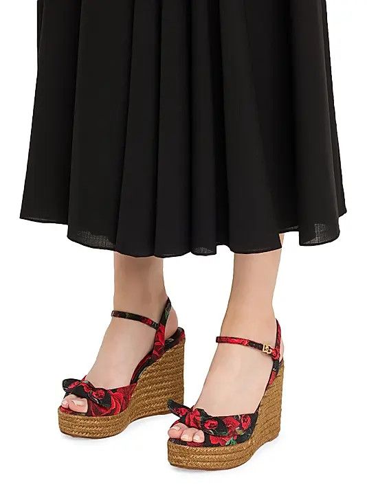 Dolce & Gabbana os11x1225 Floral Espadrille Wedge Sandals in Multicolor Size US 8 / IT 38 - 7 Thumbnail