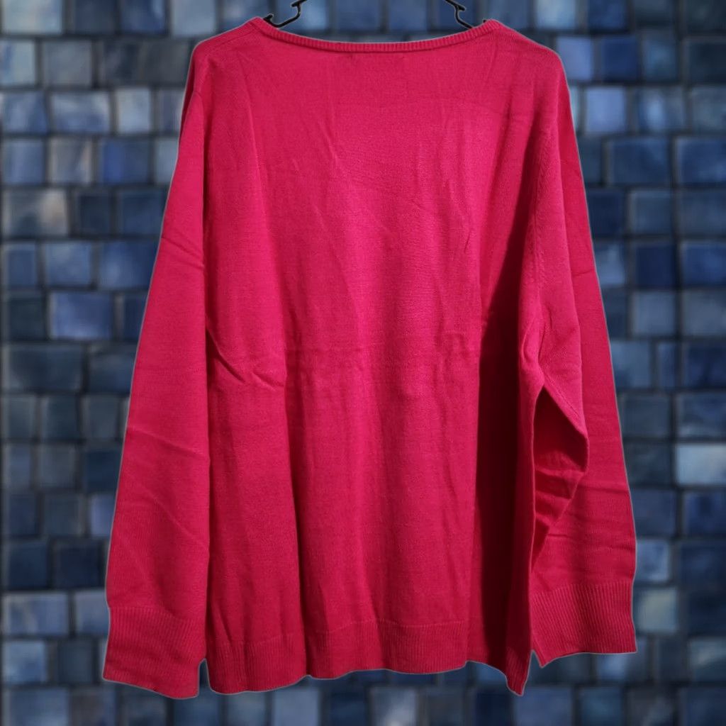 Vintage New York & Company NY&Co Womens 3X Sweater V-Neck Pullover Acrylic Pink Size XXL / US 16-18 / IT 52-54 - 1 Thumbnail