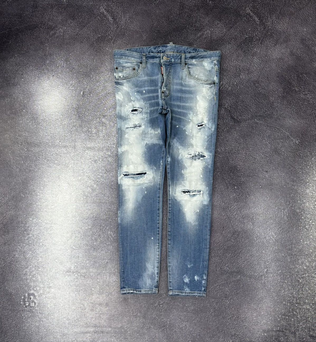Dsquared2 Dsquared2 Light Blue Ripped Skinny Distressed Denim Jeans Size US 34 / EU 50 - 1 Thumbnail