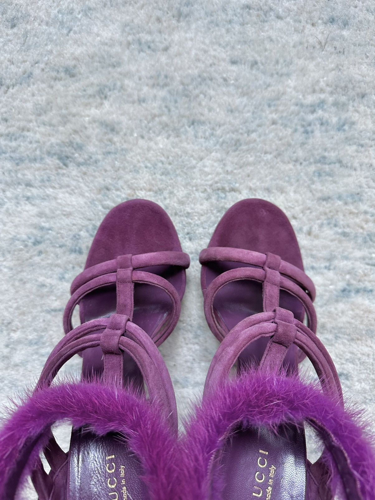 Gucci Gucci Camilla T Strap Suede Heels Sandals Mink Fur Cuff Size US 7 / IT 37 - 3 Thumbnail