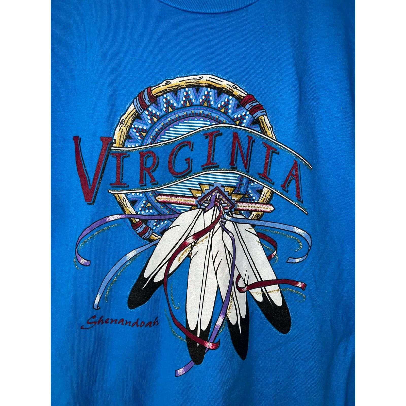 Jerzees Vintage Virginia Shirt Shenandoah Native American Drum 90s L Size US L / EU 52-54 / 3 - 2 Thumbnail