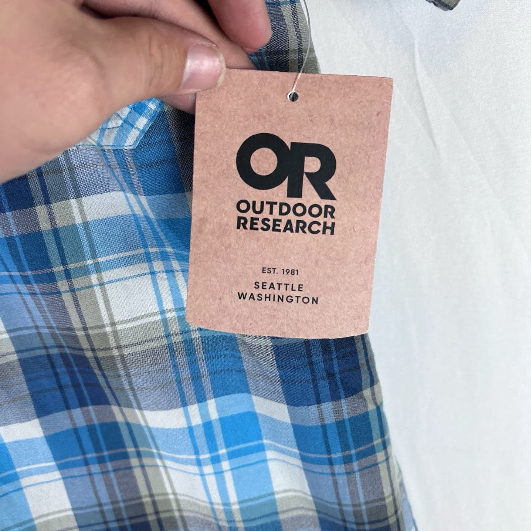 Outdoor Research Outdoor Research Shirt Mens S Button Up Short Sleeve Plaid Seapine Pocket Blue Size US S / EU 44-46 / 1 - 5 Thumbnail