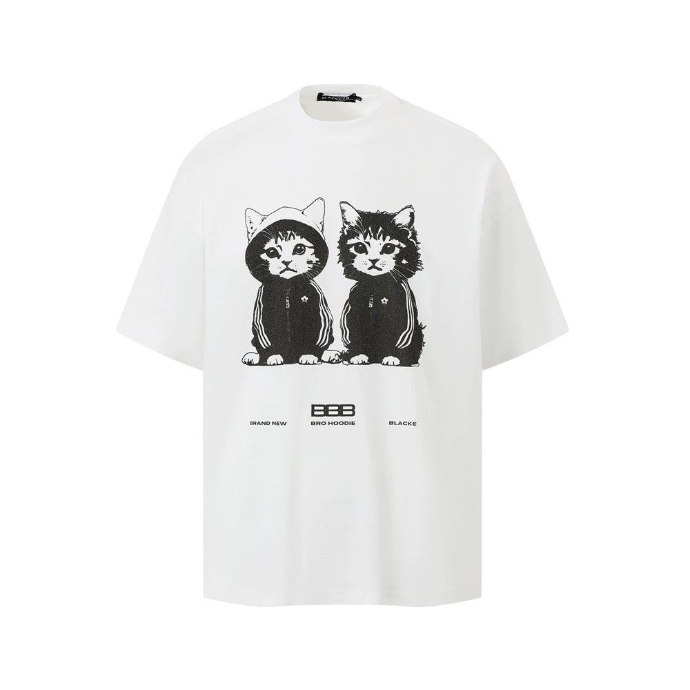 Vintage Cute cat cartoon print short sleeve T-shirt Size US M / EU 48-50 / 2 - 1 Thumbnail