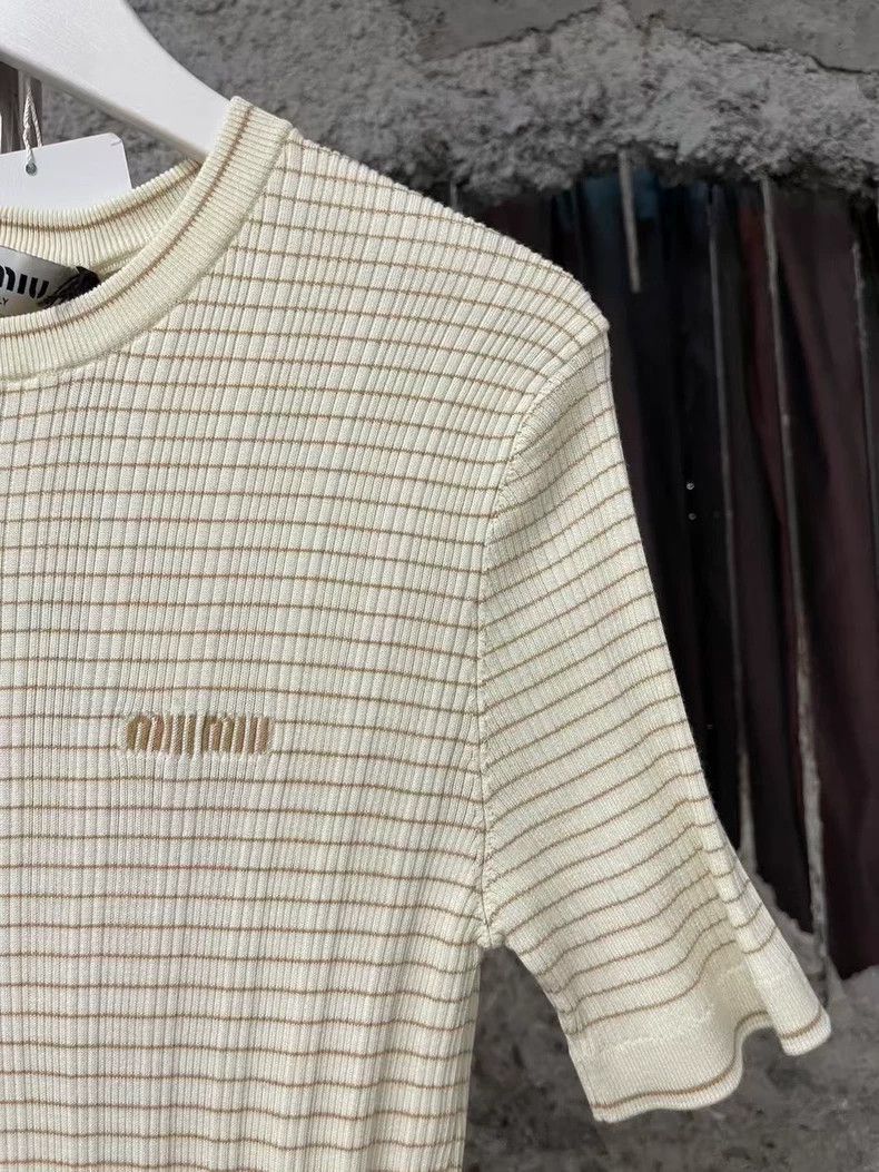 Prada Miu Miu New Logo Knit Dress Stripes -2505 Size US 40 / EU 56 - 5 Thumbnail