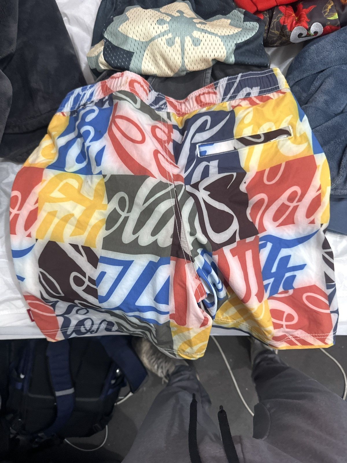 image of Kith Tilden Swim Trunk - All-Over Coke Print in Rainbow, Men's (Size 32)