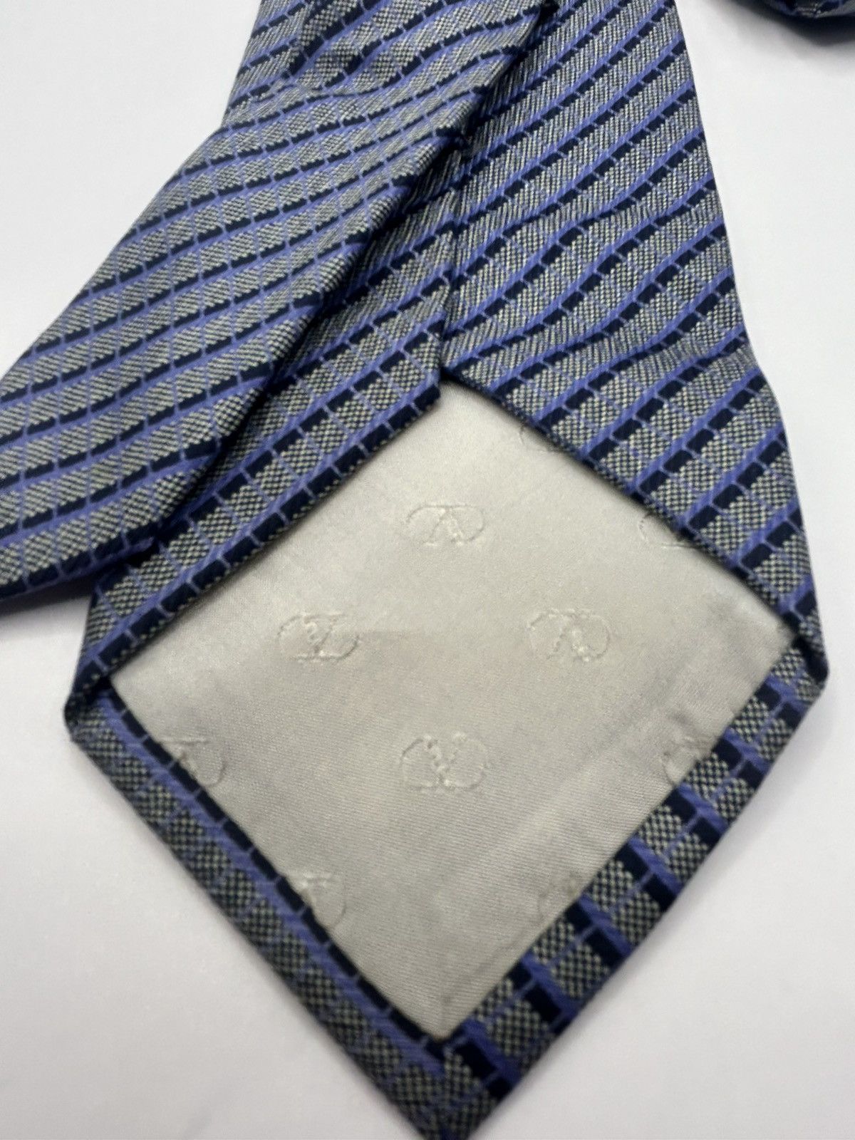 Valentino Valentino Grey/Black/Purple Striped Tie Size ONE SIZE - 6 Thumbnail