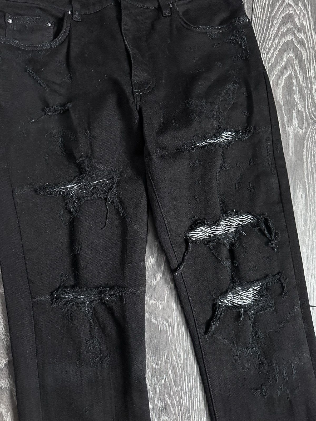 Amiri amiri mx1 zebra sequin patch black skinny jeans Size US 31 - 2 Thumbnail