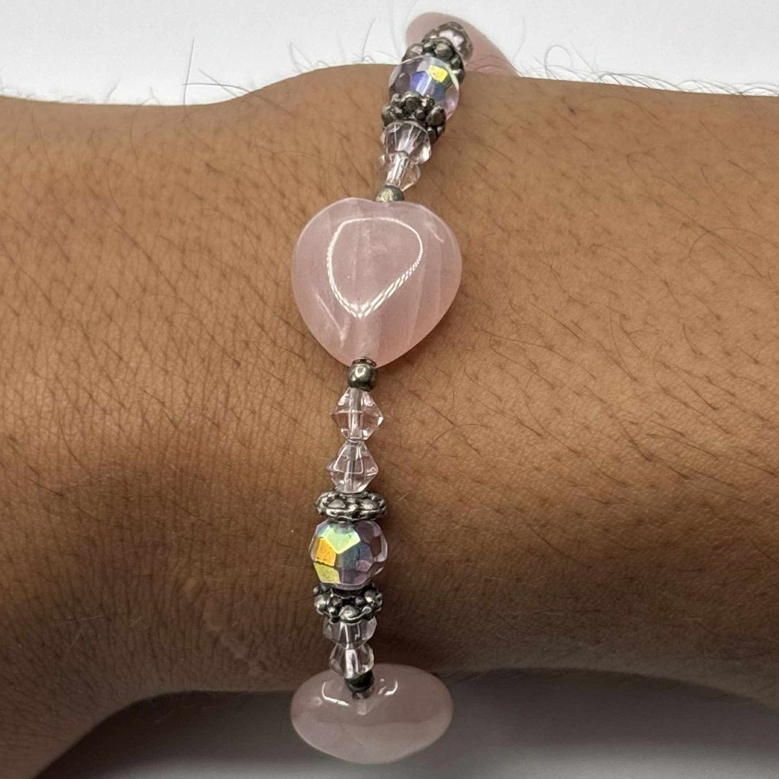 Other Y2K Pink Stone Heart Bracelet Size ONE SIZE - 1 Thumbnail