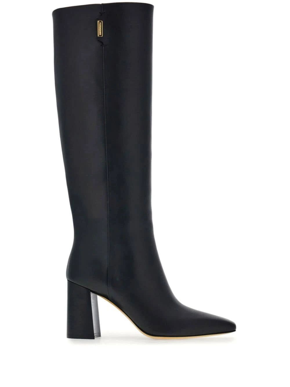 Salvatore Ferragamo o1s1rm0924 85mm Plaque Leather Boots in Black Size US 7.5 / IT 37.5 - 1 Thumbnail