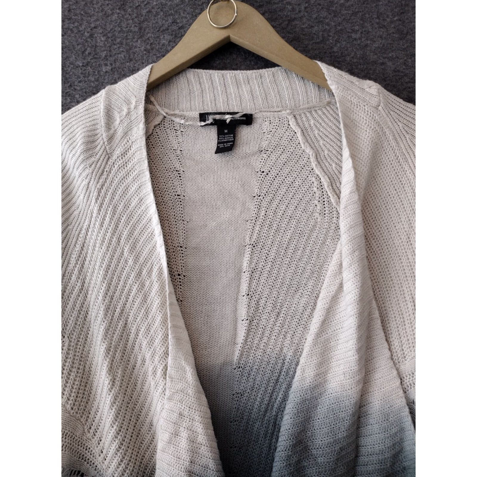 Vintage I.N.C Chic Lite Ombré Cardigan Cream Dye 2 Tone Sweater Size M Size M / US 6-8 / IT 42-44 - 3 Thumbnail