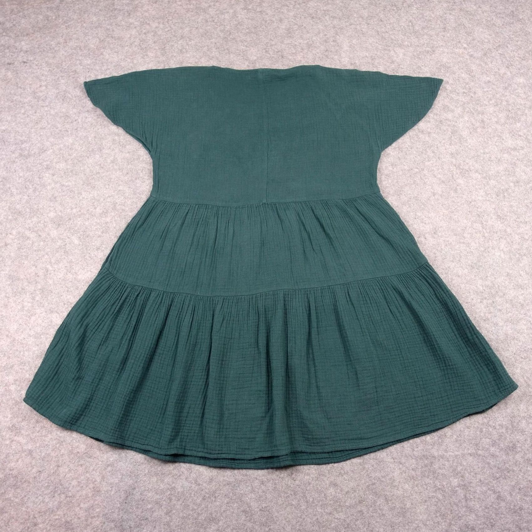 Madewell Madewell Dress Womens Medium Green V Neck Tiered Gauze Flutter Sleeve Boho Shirt Dress Size M / US 6-8 / IT 42-44 - 7 Thumbnail