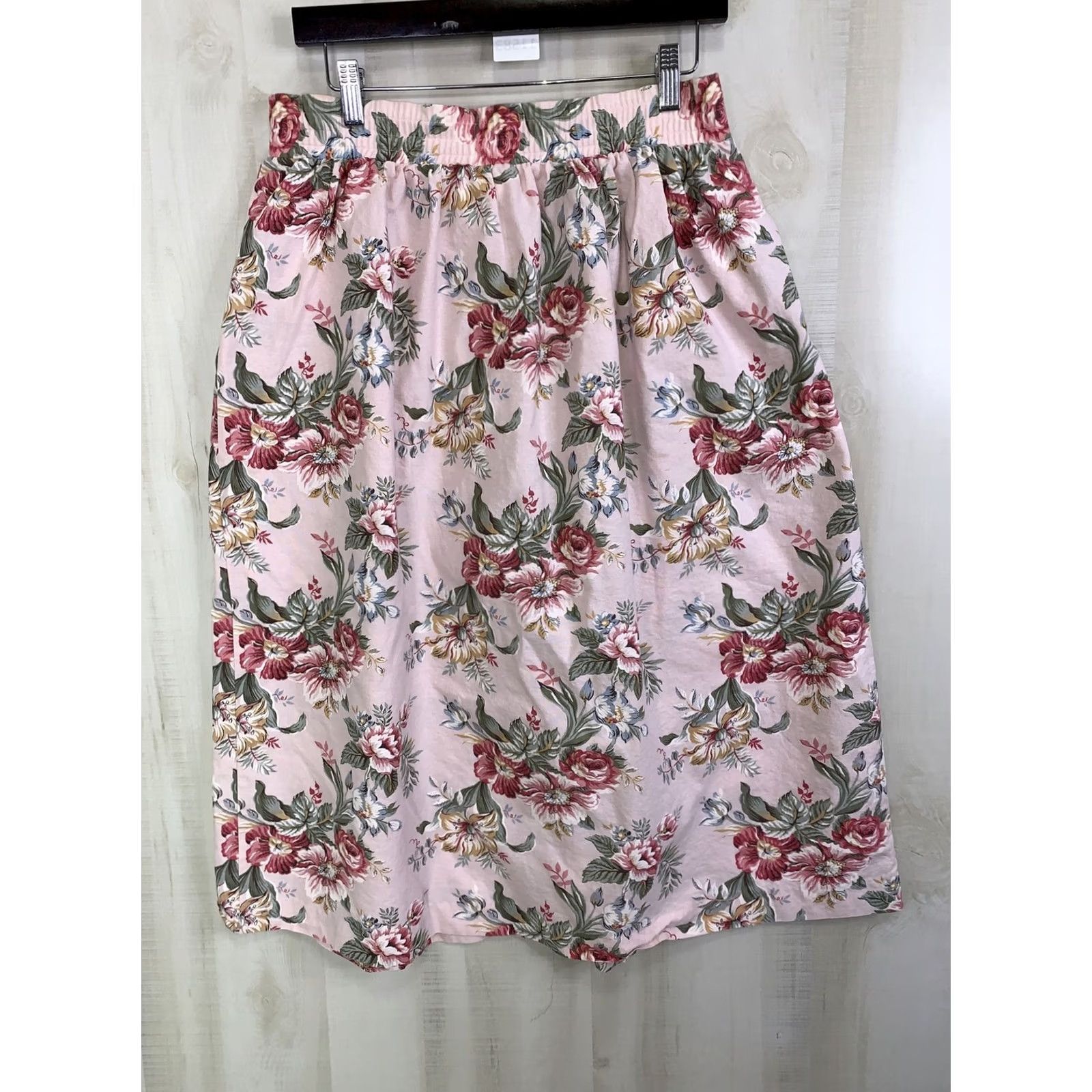 Jantzen VINTAGE JANTZEN Skirt Floral Pleated Button Front 12P Pink Womens Long 90s American Boyfriend Women Size 34" / US 12 / IT 48 - 7 Thumbnail
