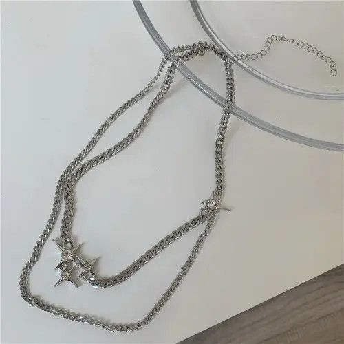 VIBE Shiny Crystal Star Chains Tassel Layered Choker Necklaces Size ONE SIZE - 5 Thumbnail