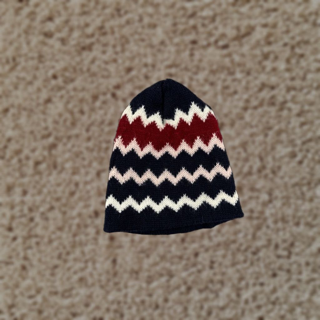 Vintage VINTAGE Beanie Hat Adult One Size Black Knit Acrylic Striped Ski Winter Hat Mens Size ONE SIZE - 1 Thumbnail