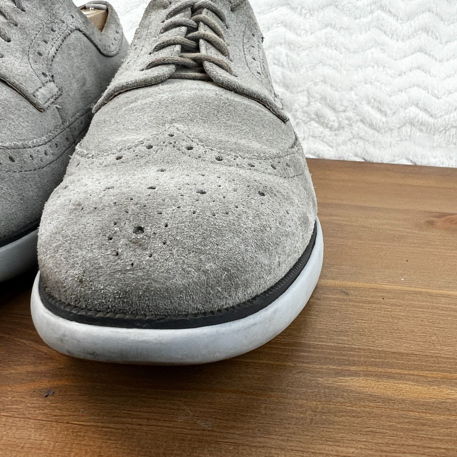 Geox Geox Mens Winfred Suede Shoes Gray Wingtip Brogues 42 US 9 Size US 9 / EU 42 - 9 Thumbnail