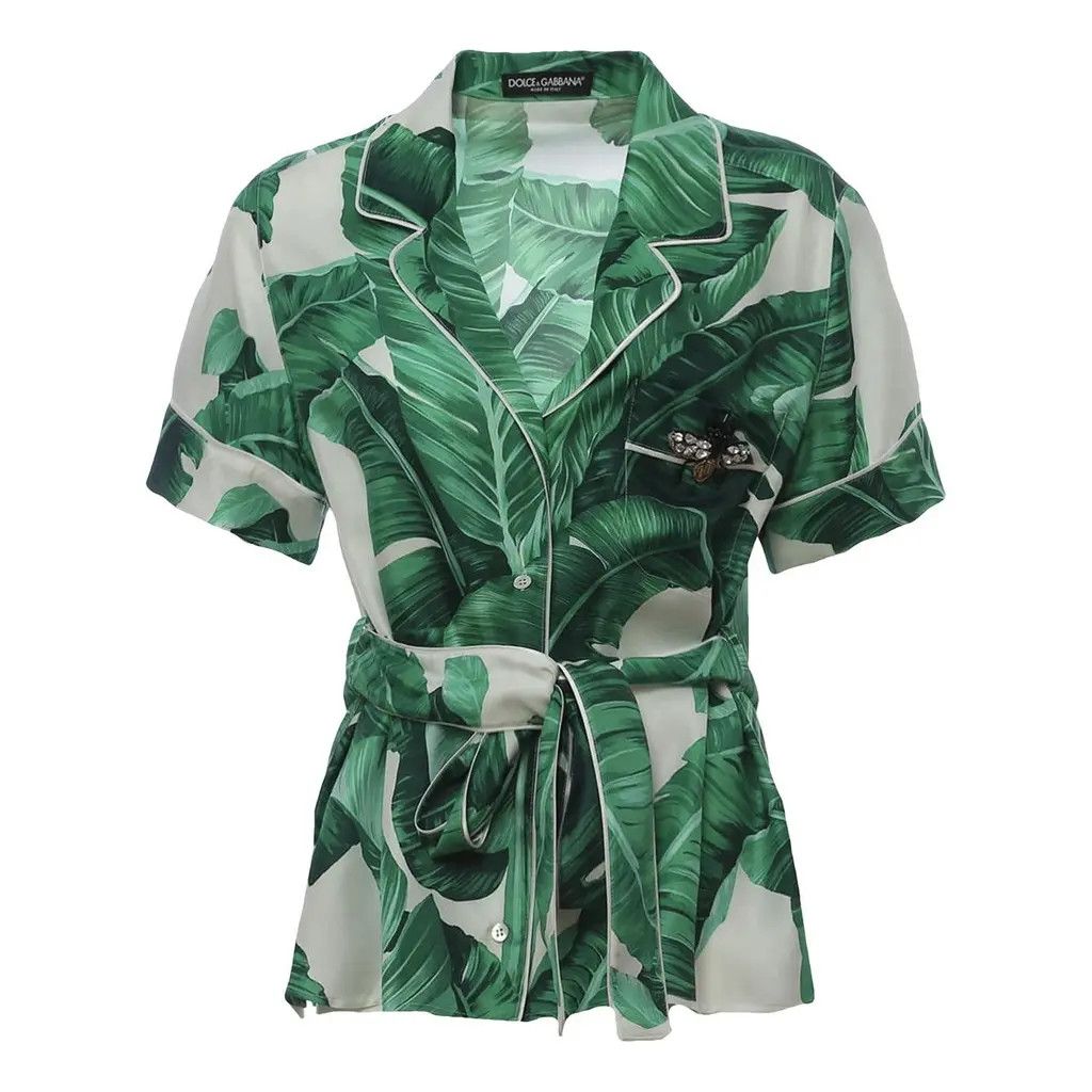 Dolce & Gabbana Dolce & Gabbana Banana Leaf Silk Wrap Blouse Tops Size 40 IT Size S / US 4 / IT 40 - 1 Thumbnail
