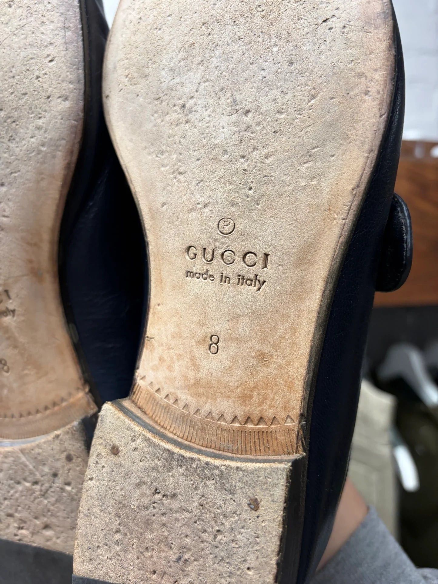 Gucci Gucci ‘Quentin’ Blue Leather Wood Sole Loafers Size US 8 / EU 41 - 6 Thumbnail