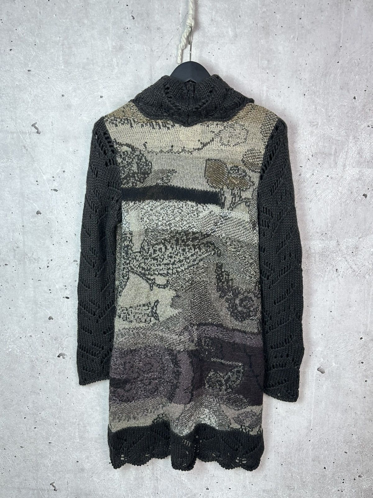 Vintage Aldo Martins Wool-Alpaca Printed Knit Long Cardigan Coat Size M / US 6-8 / IT 42-44 - 7 Thumbnail