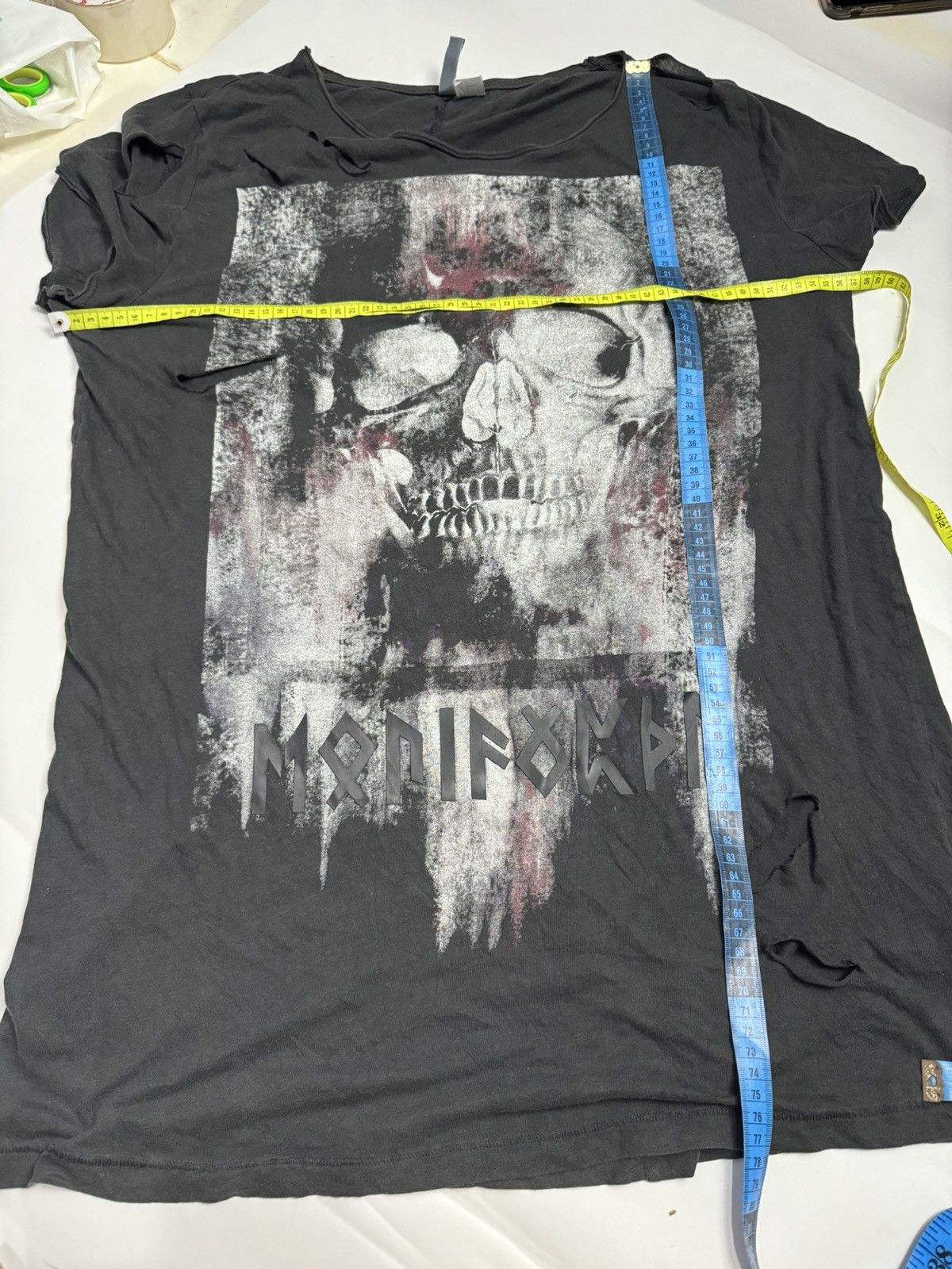 If Six Was Nine × Japanese Brand × Le Grande Bleu (L.G.B.) Japanese Skulls Faded Black Distressed Tess Divided Tees Size US L / EU 52-54 / 3 - 11 Thumbnail