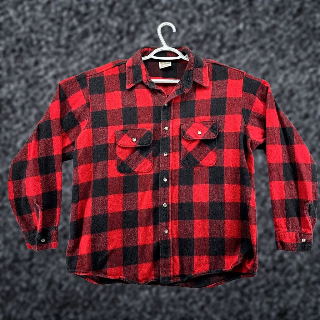 Vintage Five Brother Button-Up Shirt Red Black Men's XL Flannel Plaid Long Sleeve Regular Easy Care Casual Retro Vintage? Size US XL / EU 56 / 4 - 1 Thumbnail