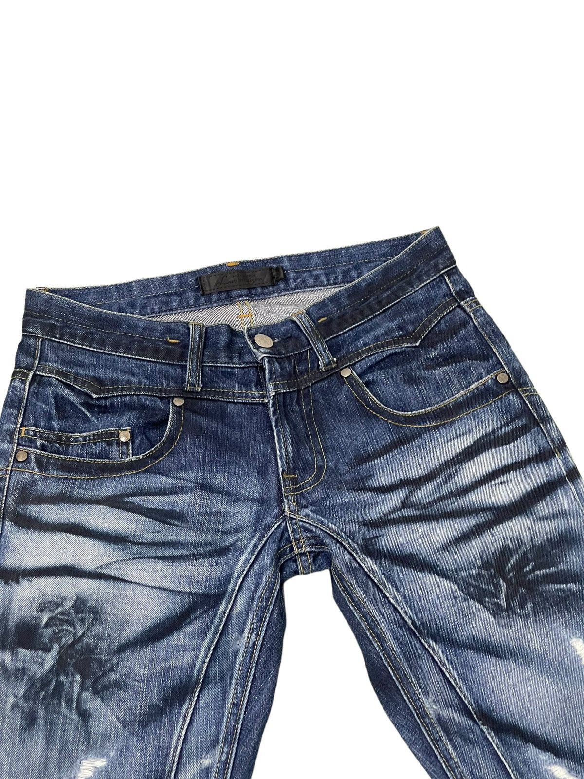 Japanese Brand Slim Jeans Jackrose Luv Maison Faded Distress Low Rise 8🟦6 Size US 29 - 8 Thumbnail