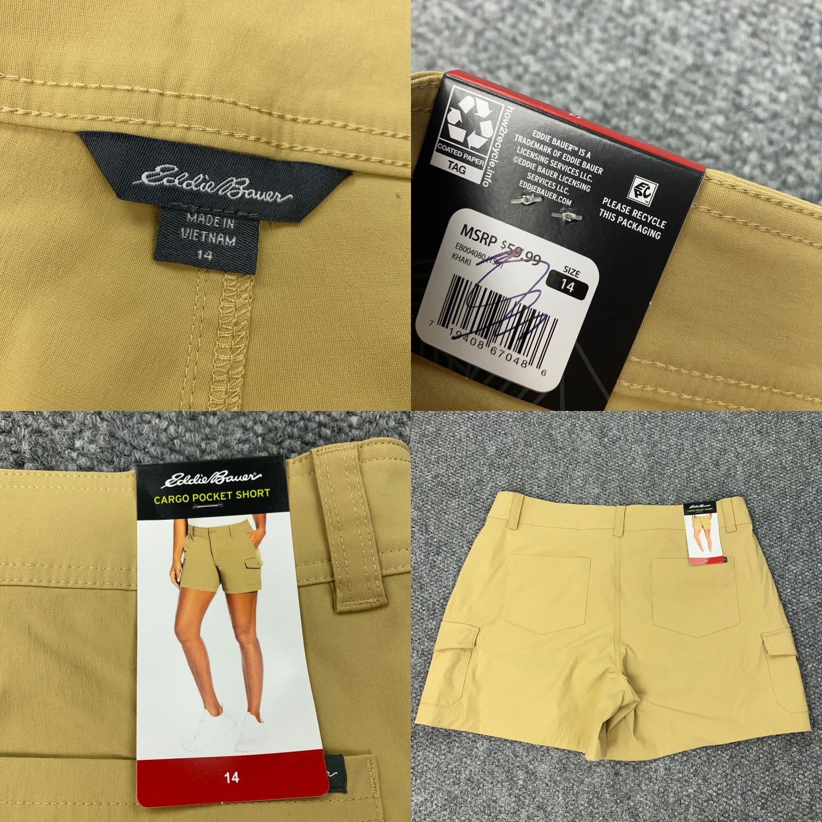 Eddie Bauer VINTAGE Eddie Bauer Cargo Shorts Women’s Size 14 Khaki High-Rise Stretch Casual Size 36" / US 14 / IT 50 - 8 Thumbnail