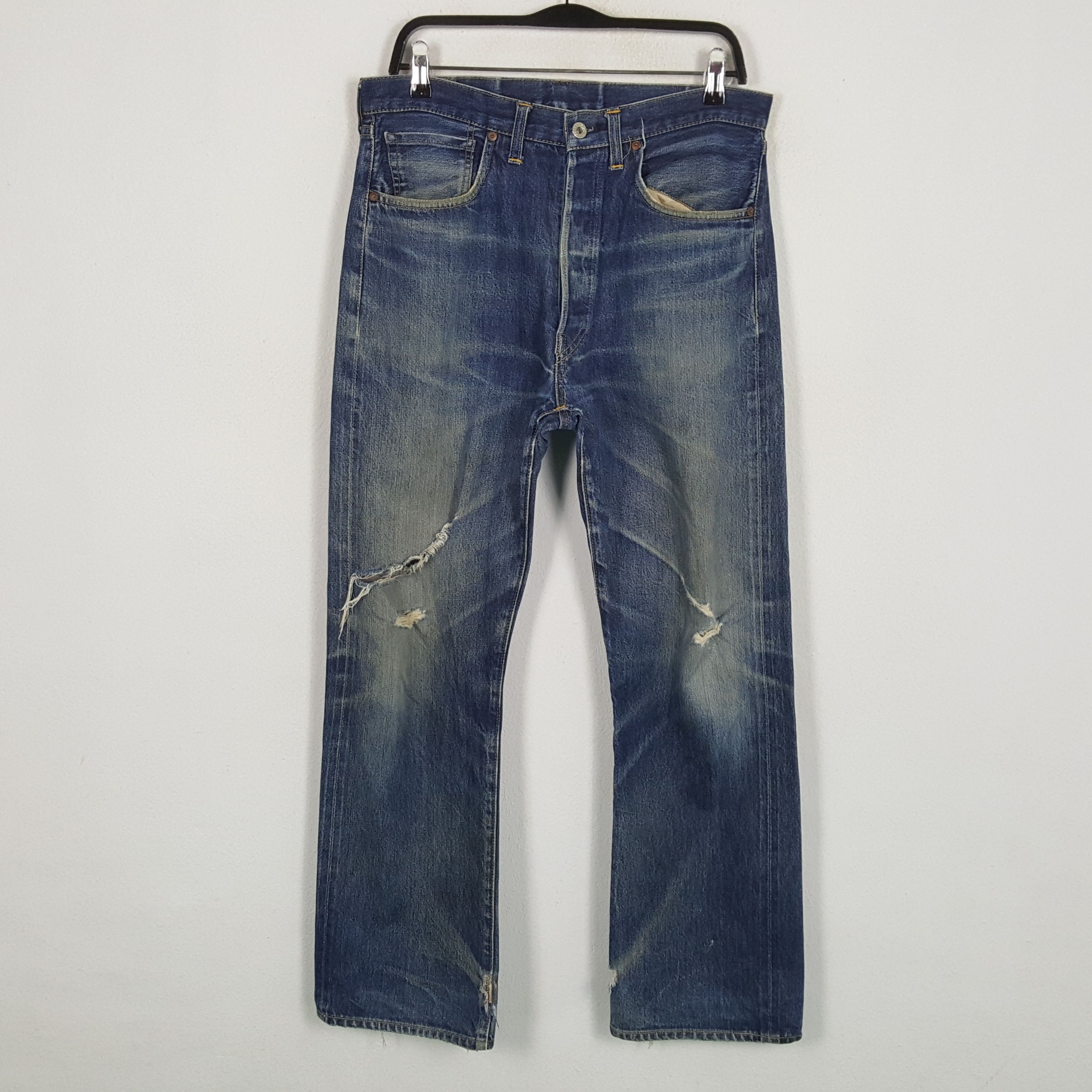 image of Distressed Denim x Levis 510 Big E Streetwear Style Distressed Jeans in Blue Jean, Men's (Size 32)