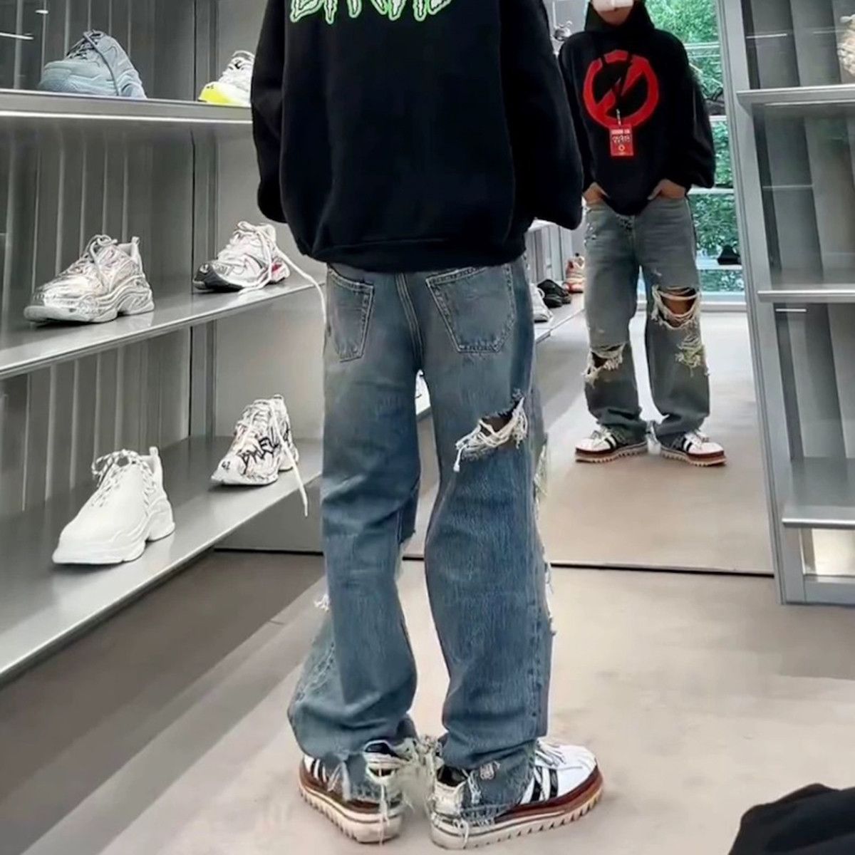 Japanese Brand × Jean High street ripped frayed damage jeans Size US 34 / EU 50 - 2 Thumbnail