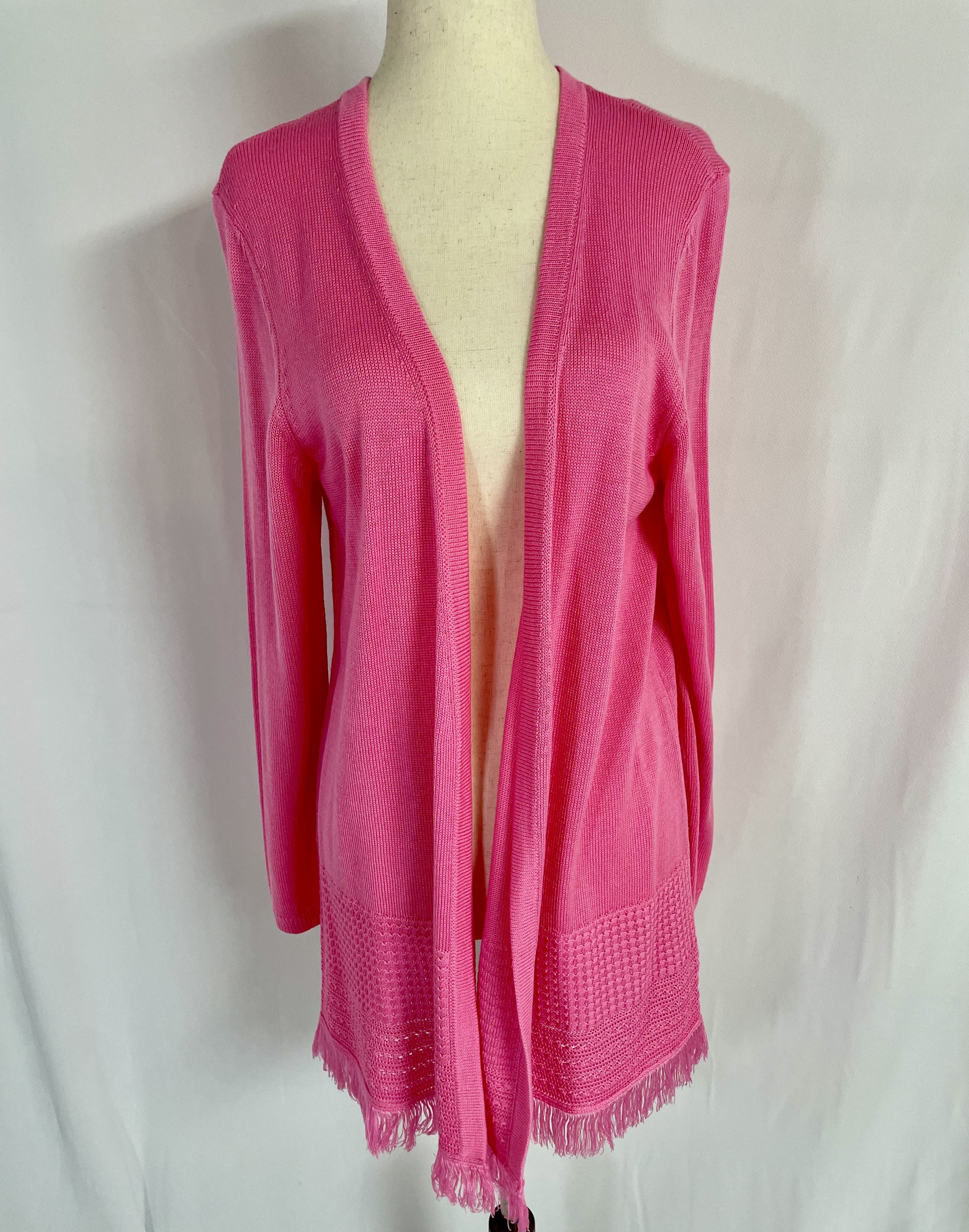 Talbots Talbots Noble Fringe Open Cardigan Sweater Petite Large Pink Size L / US 10 / IT 46 - 1 Thumbnail