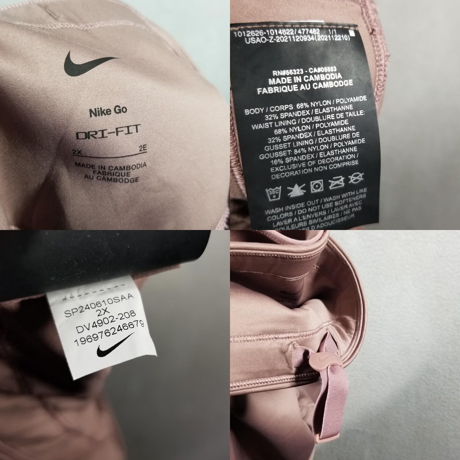 Nike Nike Go Dri-FIT High Rise 7/8 Leggings Rose DV4902-208 Womens 2X Plus NWOT Size 40" / US 18 - 8 Thumbnail
