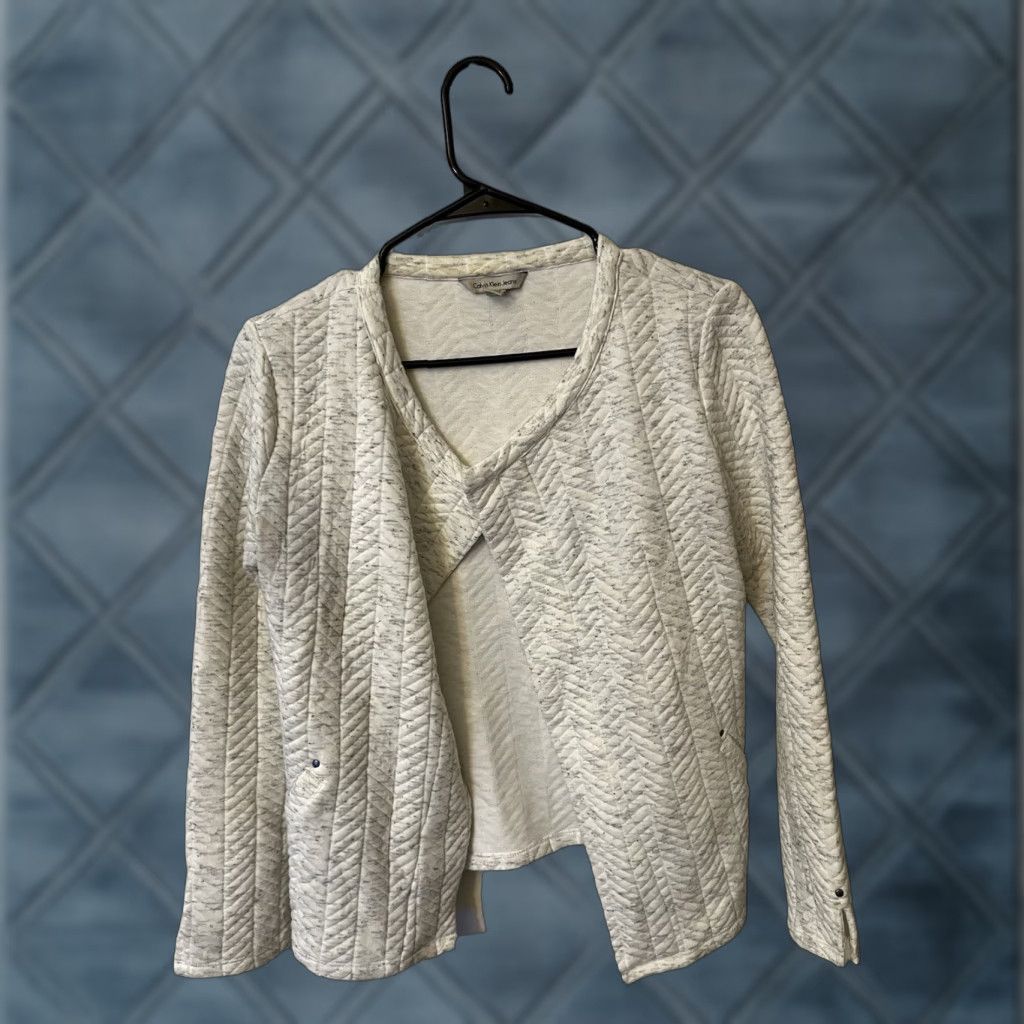Calvin Klein VINTAGE Calvin Klein Women’s Cardigan Sweater XS Open Knit Grey Heather Fall Casual Womens Size XS / US 0-2 / IT 36-38 - 1 Thumbnail