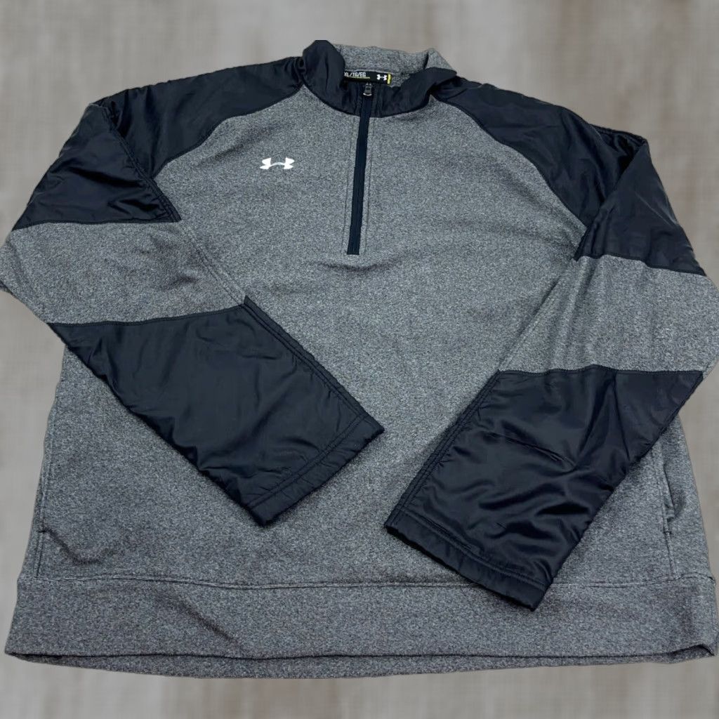 Under Armour Under Armour Sweatshirt Men XL Gray Black Pullover 1/4 Zip Mock Neck Long Sleeve Fleece Sports Performance Size US XL / EU 56 / 4 - 1 Thumbnail