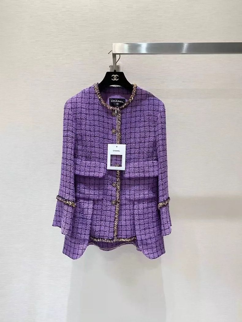 Chanel Purple Checkered Chanel Limited Edition Jacket- DMC Size US M / EU 48-50 / 2 - 1 Thumbnail