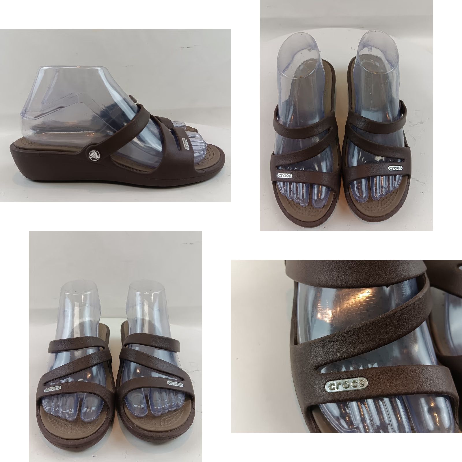 Crocs Crocs Sandals Slides Womens Size 7 Brown Strappy Platform Wedge Slip On Comfort Size US 7 / IT 37 - 8 Thumbnail