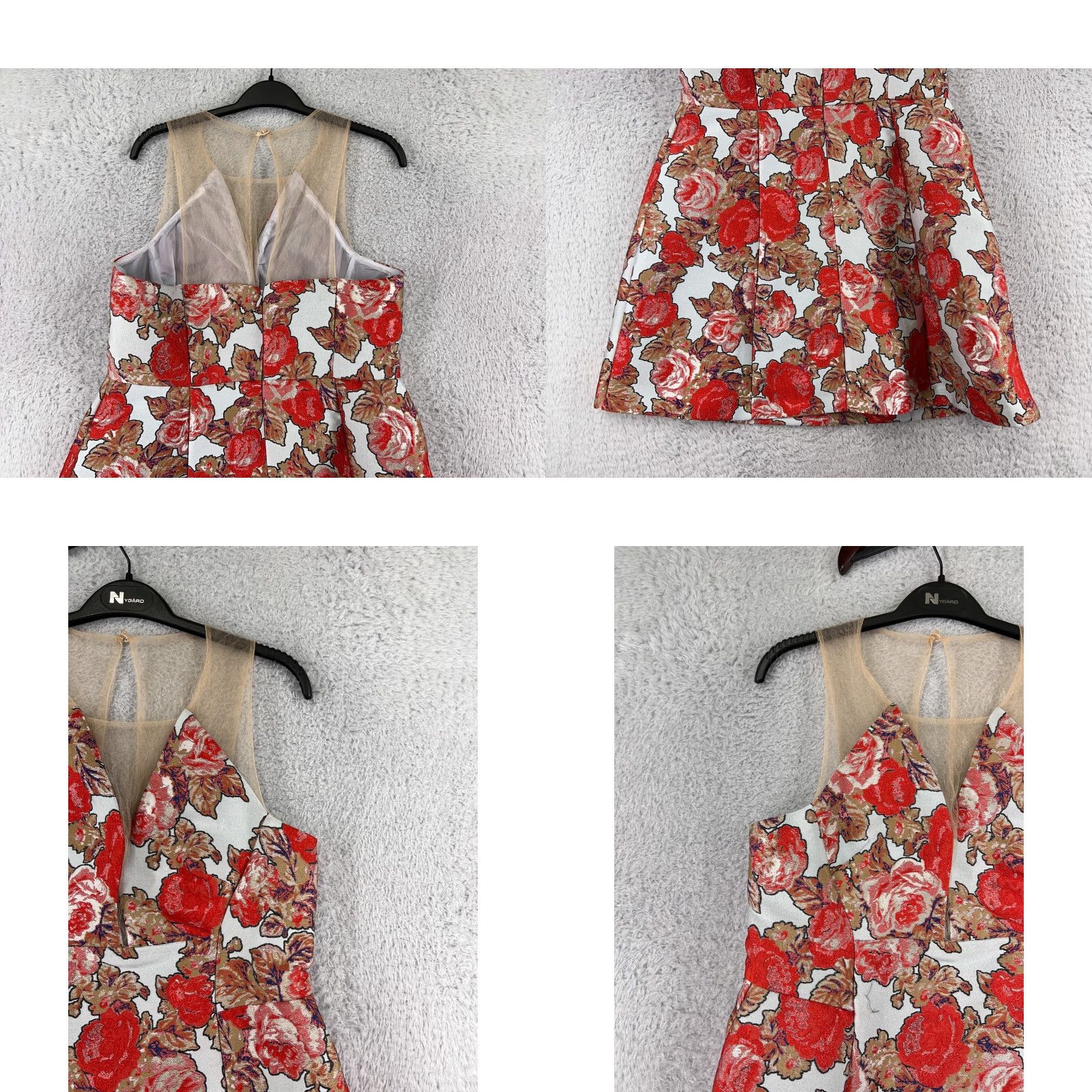 Topshop Top Shop Dress Womens 10 Red Floral Sleeveless V-Neck Mini Polyester Blend Botton, Ruffle Casual Party/Cocktail Size L / US 10 / IT 46 - 8 Thumbnail