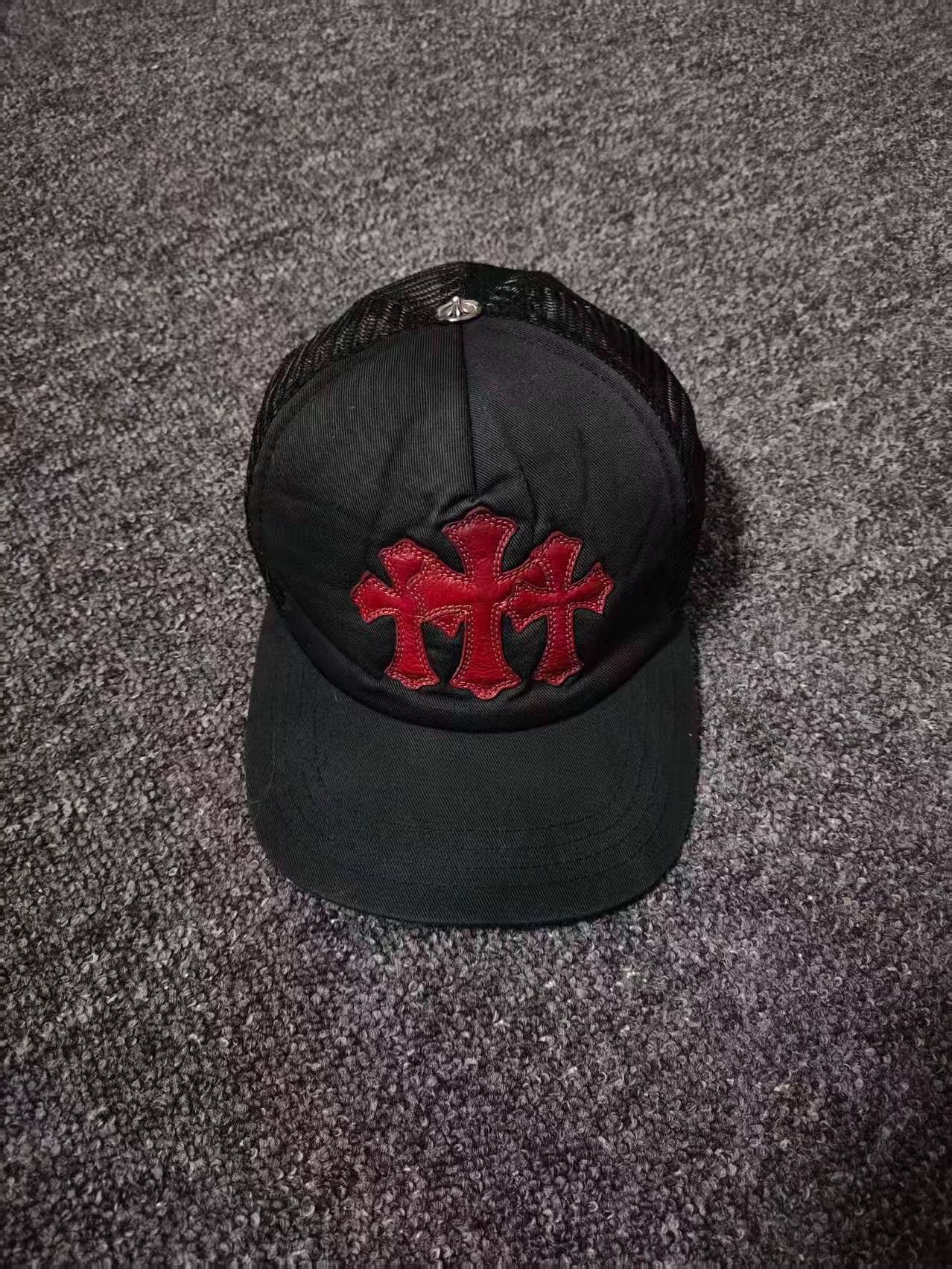 Chrome Hearts Black Trucker Hat with Red Cross Design Size ONE SIZE - 1 Thumbnail