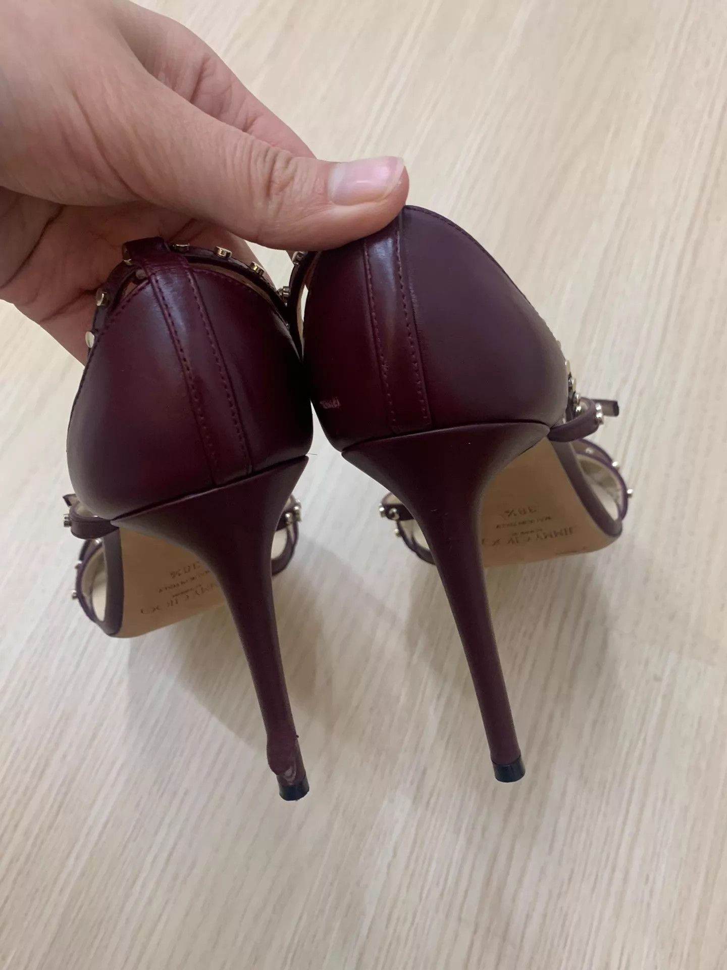 Jimmy Choo Jimmy Choo burgundy studded strappy heels 38.5 new Size US 8 / IT 38 - 3 Thumbnail
