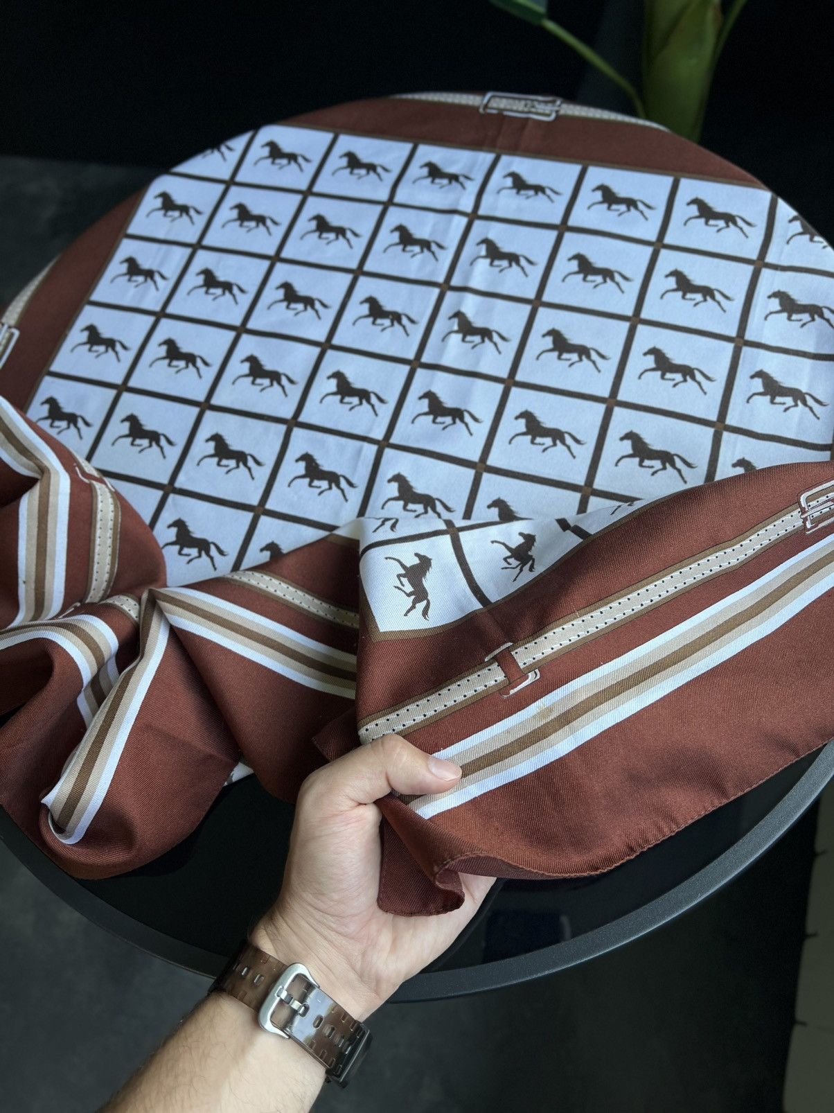 Vintage Vintage Italian Silk Scarf Horse Equestrian Print 76cm Size ONE SIZE - 14 Thumbnail