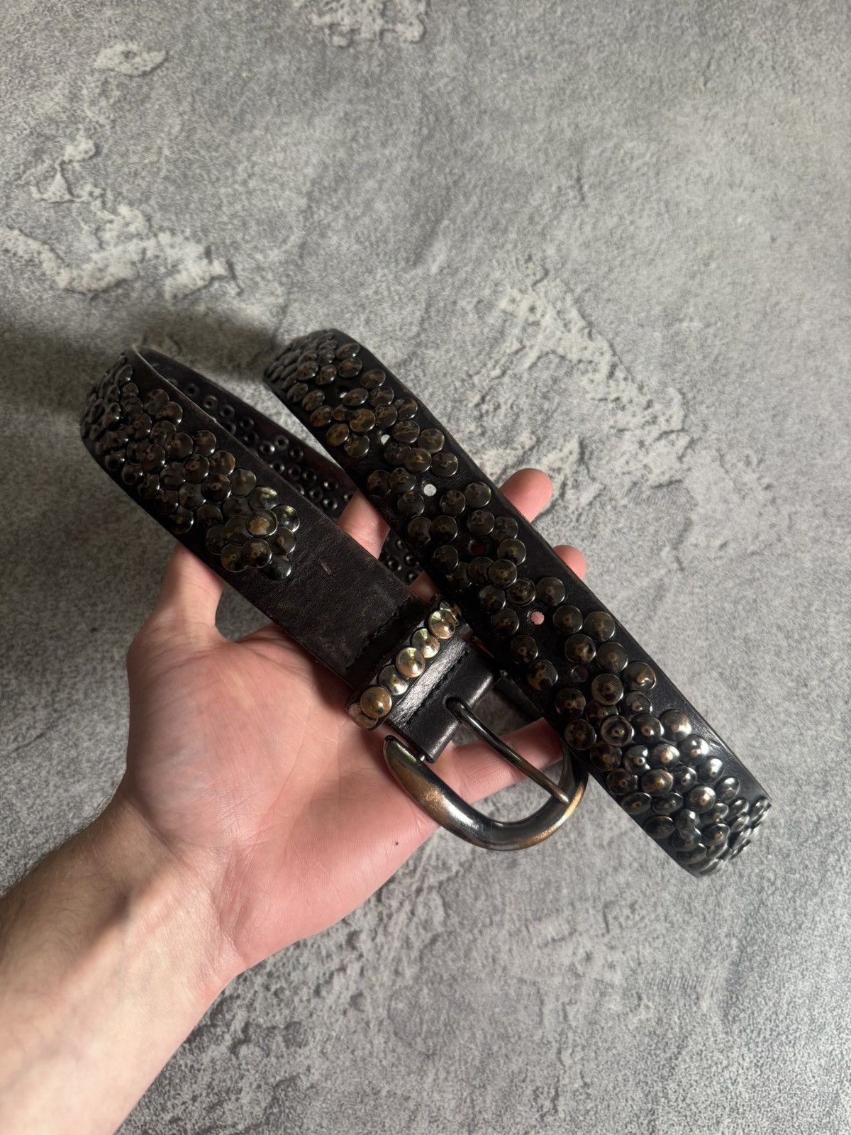 If Six Was Nine Retro leather metal rhinestones belt Y2K L.G.B. 90s opium Size ONE SIZE - 5 Thumbnail