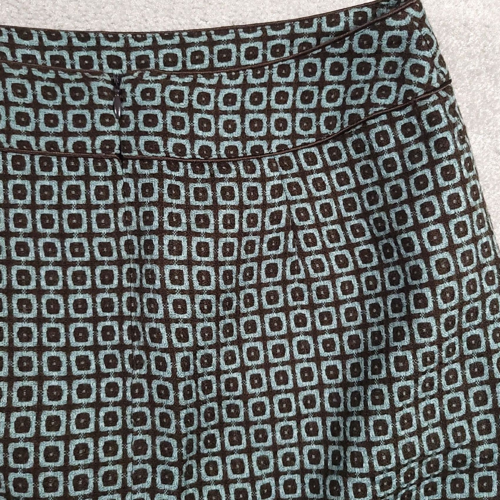 Worthington Worthington Skirt Women's 6 Teal Brown Lined Knit Geometric Pockets Zip Pencil Skirt Size 28" / US 6 / IT 42 - 5 Thumbnail